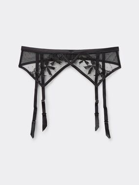 NWT intimissimi Frou Frou Black Floral Lace Sheer Romance Suspenders Garter Belt
